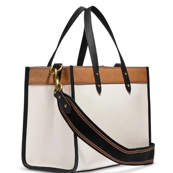 Coach Field Tote 30 Colorblock Black Tan Cream Tote Hand Shoulder Bag Fall Unise - Picture 10 of 15